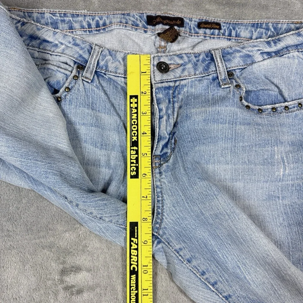 Aeropostale Stretch Flare Jeans Womens 11/12 Short Low Rise Embroidered Y2K
